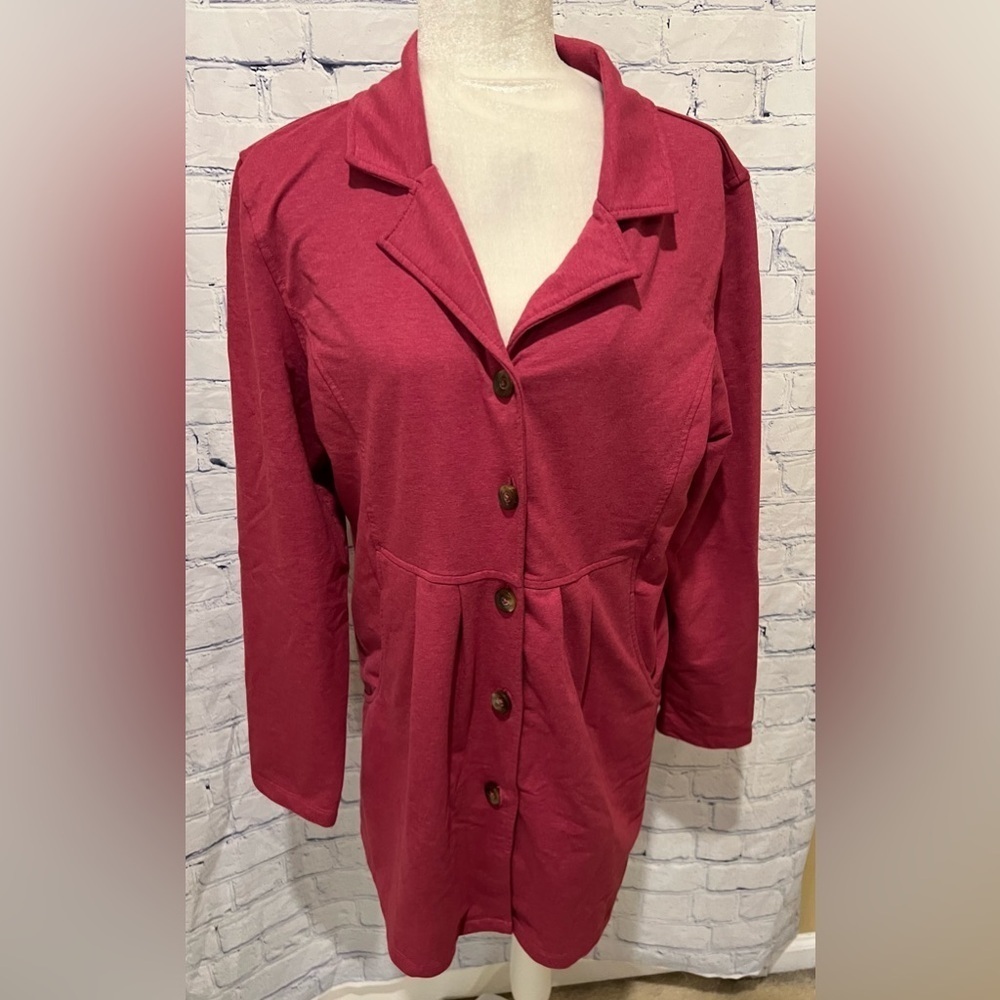 Sahalie ladies pink tunic Knit 5 button blazer Coat Size PXL
